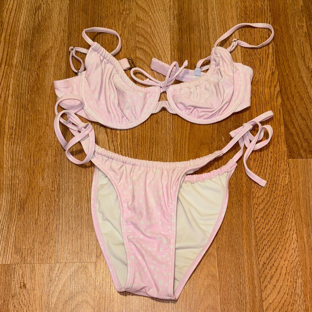 Target Light Pink and White Polka Dot Bikini Set